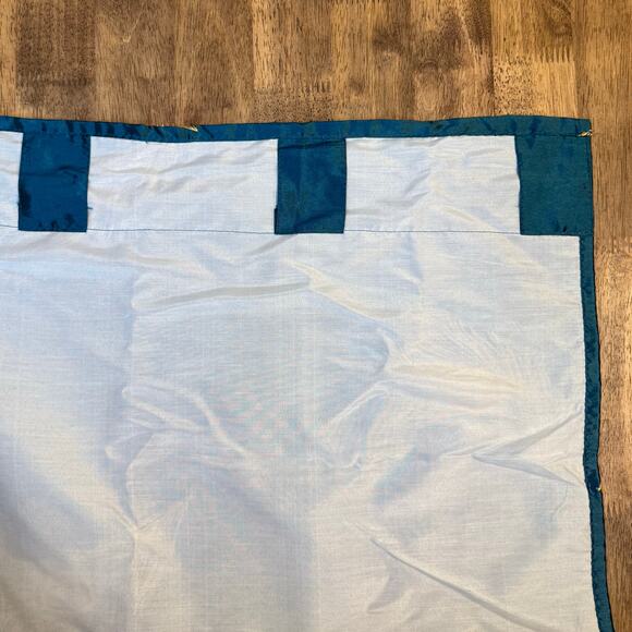 Pier 1 Imports Teal Blue Peacock Feather Curtain Panel Embroidered Lined 54x84 - Picture 5 of 8